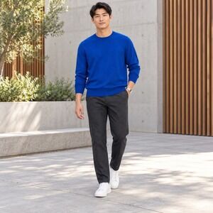 Calvin Klein Sweater Mens XXL Blue Knit Crew Neck Long Sleeve Modern Minimalist